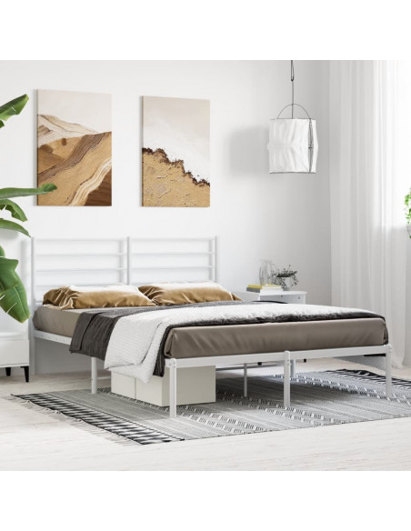 Giroletto con Testiera Metallo Bianco 135x190 cm