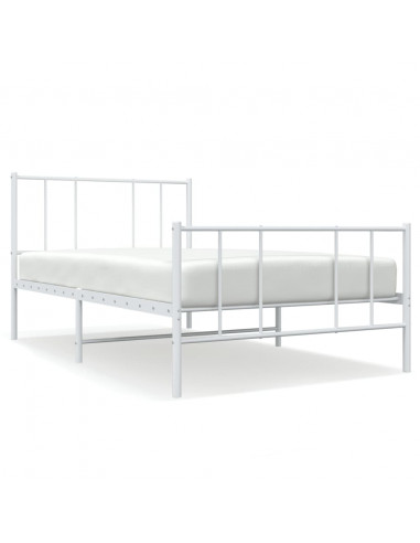 Giroletto con Testiera e Pediera Metallo Bianco 75x190 cm