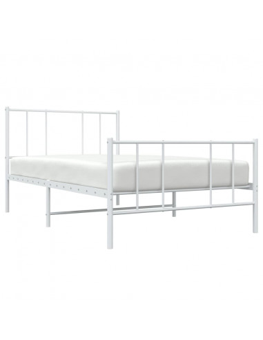 Giroletto con Testiera e Pediera Metallo Bianco 75x190 cm