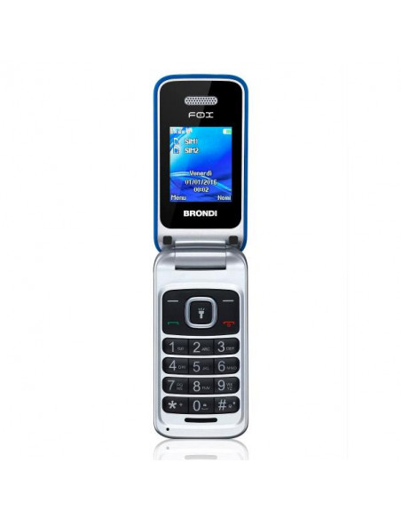 Brondi Fox 4,5 cm (1.77") 74 g Blu, Argento Telefono cellulare basico