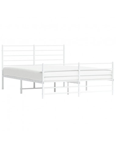 Giroletto con Testiera e Pediera Metallo Bianco 135x190 cm