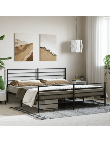 Giroletto con Testiera e Pediera Metallo Nero 183x213 cm