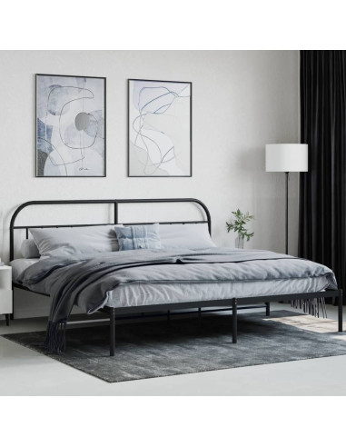 Giroletto con Testiera in Metallo Nero 200x200 cm