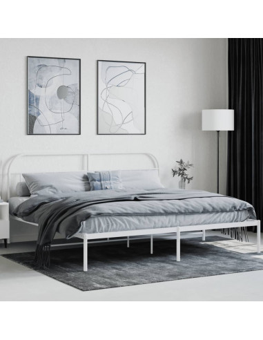 Giroletto con Testiera Metallo Bianco 193x203 cm