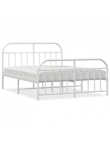 Giroletto con Testiera e Pediera Metallo Bianco 160x200 cm