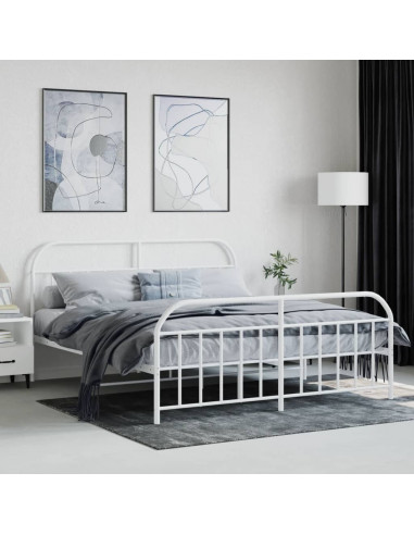 Giroletto con Testiera e Pediera Metallo Bianco 160x200 cm