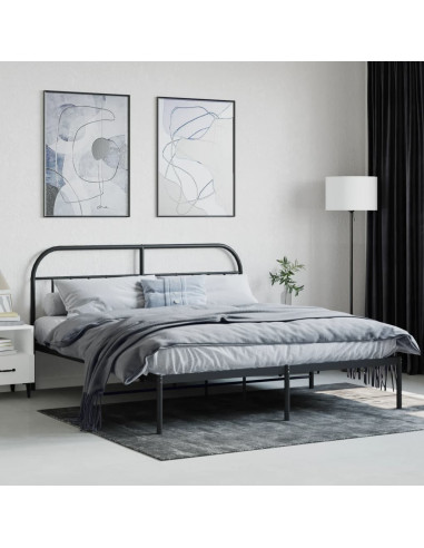 Giroletto con Testiera in Metallo Nero 180x200 cm