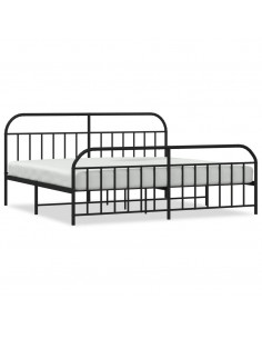 Giroletto con Testiera e Pediera Metallo Nero 193x203 cm 2