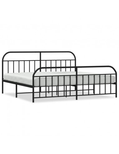 Giroletto con Testiera e Pediera Metallo Nero 193x203 cm