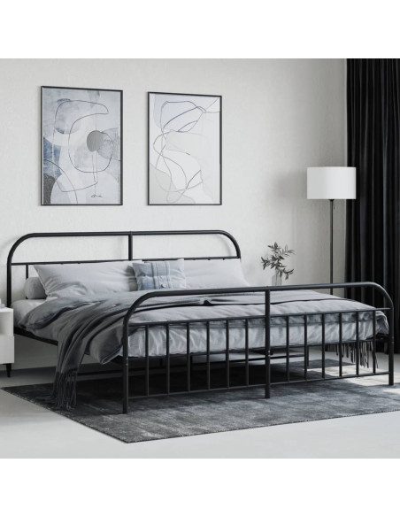 Giroletto con Testiera e Pediera Metallo Nero 193x203 cm