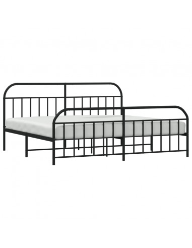 Giroletto con Testiera e Pediera Metallo Nero 193x203 cm