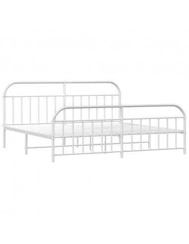 Giroletto con Testiera e Pediera Metallo Bianco 193x203 cm