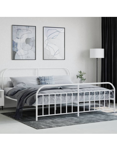 Giroletto con Testiera e Pediera Metallo Bianco 193x203 cm