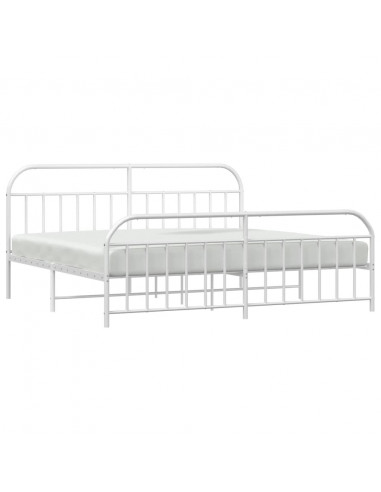 Giroletto con Testiera e Pediera Metallo Bianco 193x203 cm