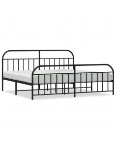 Giroletto con Testiera e Pediera Metallo Nero 200x200 cm 2