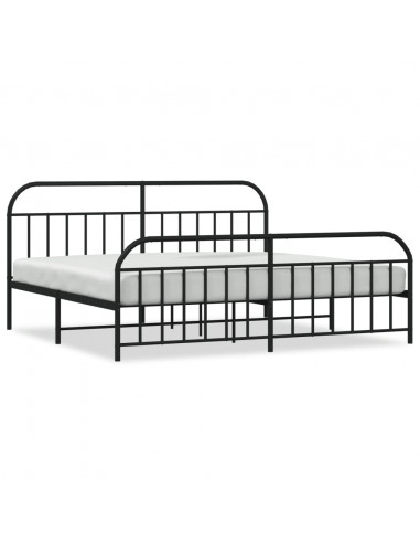 Giroletto con Testiera e Pediera Metallo Nero 200x200 cm