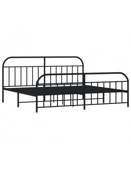 Giroletto con Testiera e Pediera Metallo Nero 200x200 cm