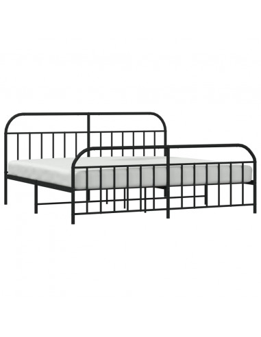 Giroletto con Testiera e Pediera Metallo Nero 200x200 cm