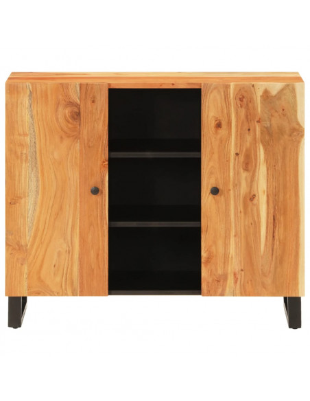 Credenza con 2 Ante 90x33x75 cm in Legno Massello di Acacia