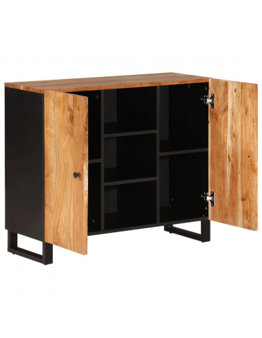 Credenza con 2 Ante 90x33x75 cm in Legno Massello di Acacia