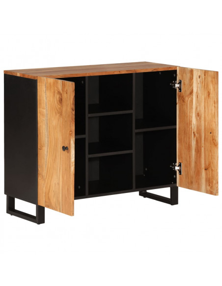 Credenza con 2 Ante 90x33x75 cm in Legno Massello di Acacia