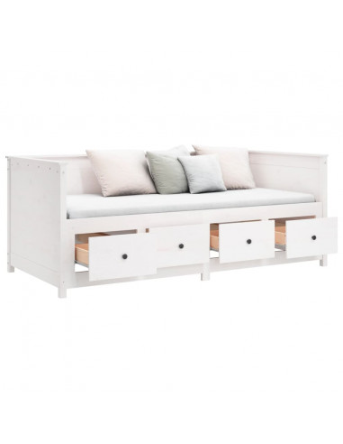 Dormeuse senza Materasso Bianca 90x190 cm Legno Massello Pino