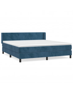 Giroletto a Molle con Materasso Blu Scuro 180x200 cm in Velluto 2