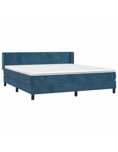 Giroletto a Molle con Materasso Blu Scuro 180x200 cm in Velluto