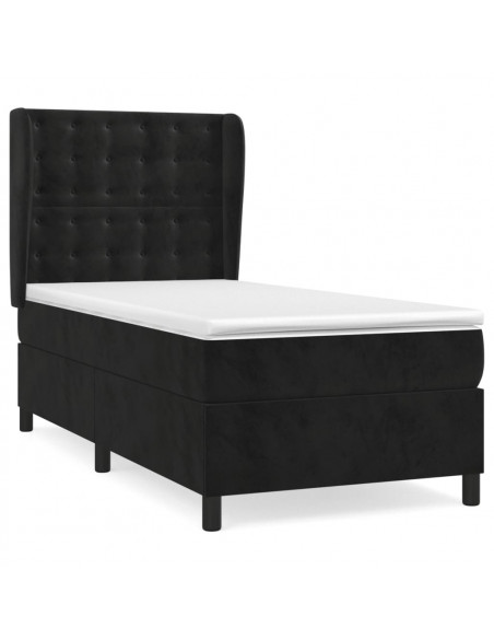 Giroletto a Molle con Materasso Nero 90x200 cm in Velluto