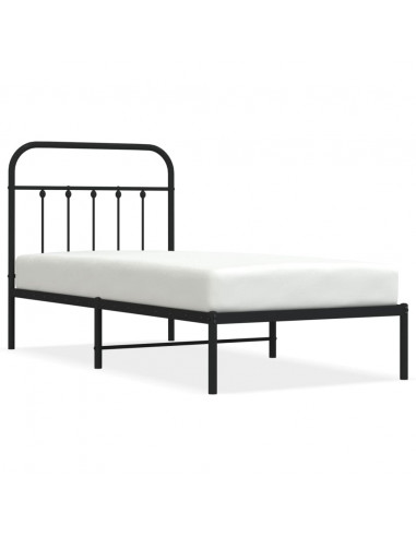 Giroletto con Testiera in Metallo Nero 90x190 cm