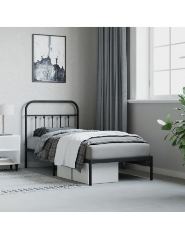 Giroletto con Testiera in Metallo Nero 90x190 cm