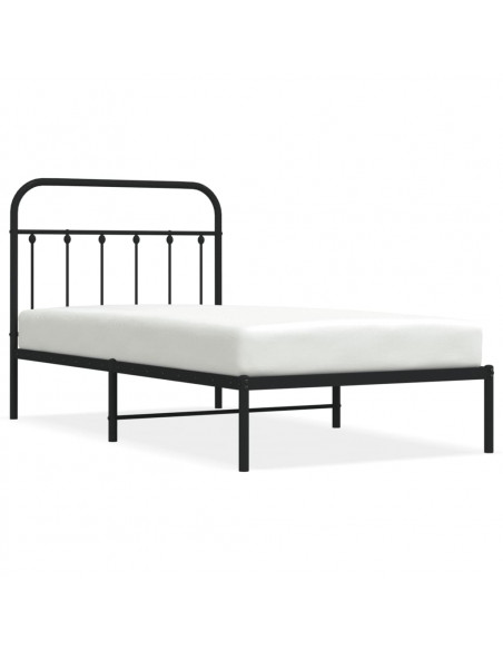 Giroletto con Testiera in Metallo Nero 100x190 cm