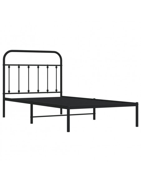 Giroletto con Testiera in Metallo Nero 100x190 cm