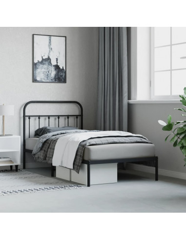 Giroletto con Testiera in Metallo Nero 100x190 cm