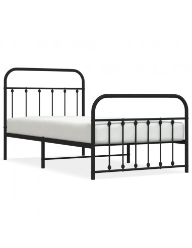 Giroletto con Testiera e Pediera Metallo Nero 100x190 cm