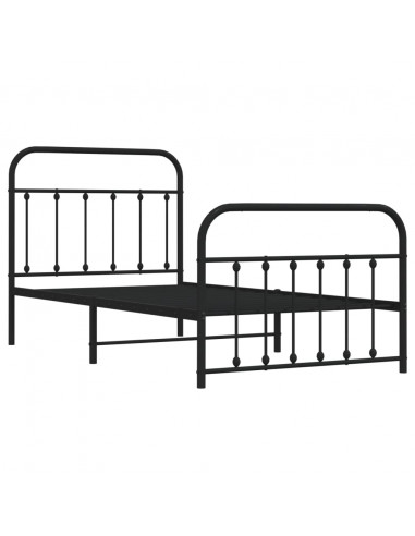 Giroletto con Testiera e Pediera Metallo Nero 100x190 cm