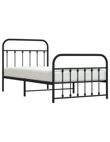 Giroletto con Testiera e Pediera Metallo Nero 100x190 cm