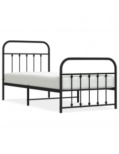 Giroletto con Testiera e Pediera Metallo Nero 90x190 cm 2