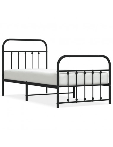 Giroletto con Testiera e Pediera Metallo Nero 90x190 cm