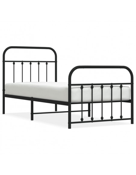 Giroletto con Testiera e Pediera Metallo Nero 90x190 cm