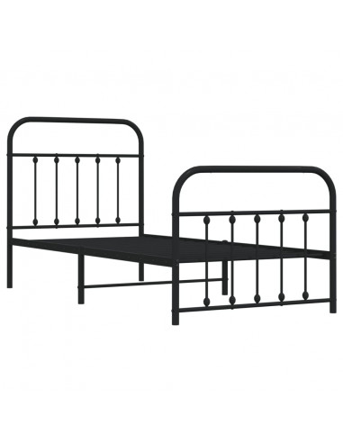 Giroletto con Testiera e Pediera Metallo Nero 90x190 cm