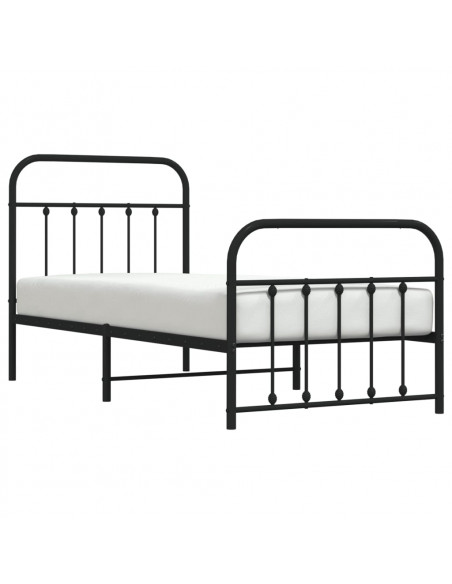 Giroletto con Testiera e Pediera Metallo Nero 90x190 cm