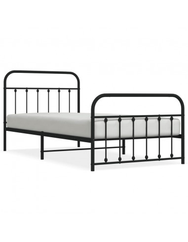 Giroletto con Testiera e Pediera Metallo Nero 107x203 cm