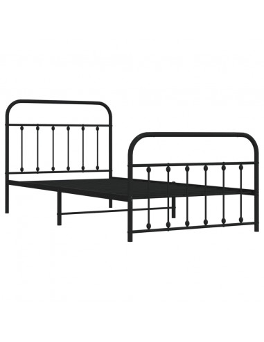 Giroletto con Testiera e Pediera Metallo Nero 107x203 cm