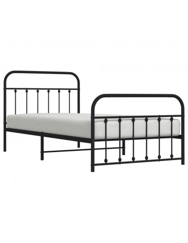 Giroletto con Testiera e Pediera Metallo Nero 107x203 cm