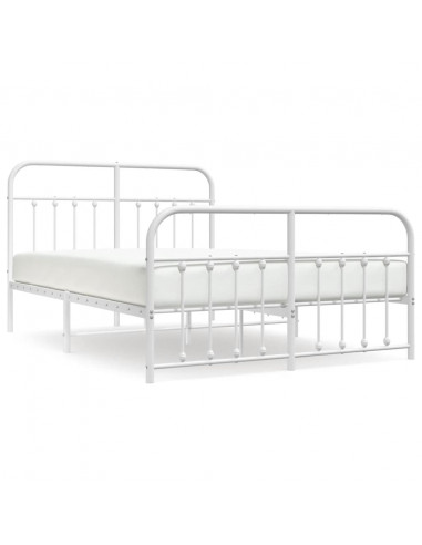 Giroletto con Testiera e Pediera Metallo Bianco 135x190 cm