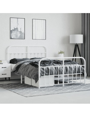 Giroletto con Testiera e Pediera Metallo Bianco 135x190 cm