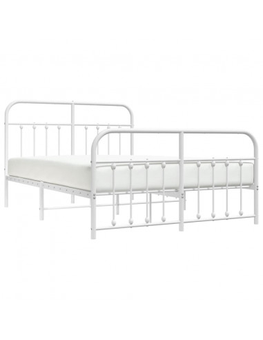 Giroletto con Testiera e Pediera Metallo Bianco 135x190 cm