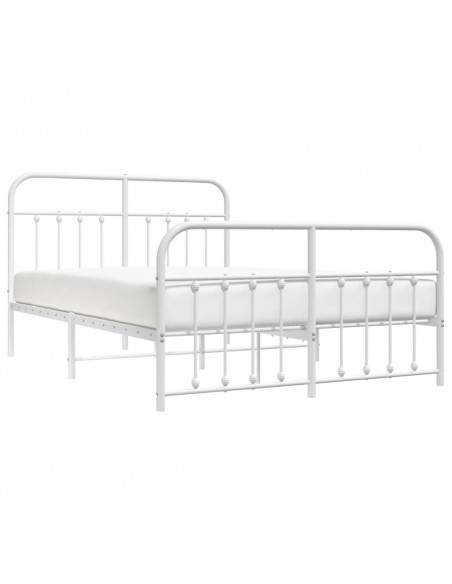Giroletto con Testiera e Pediera Metallo Bianco 135x190 cm