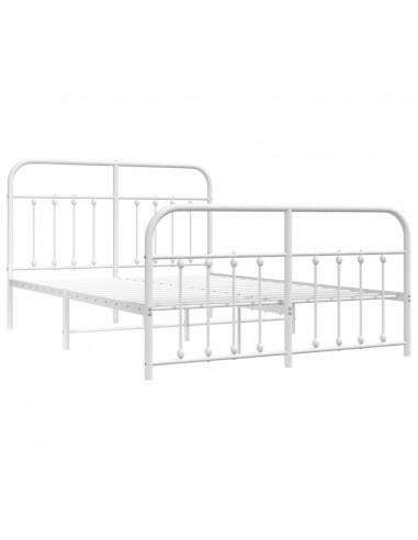 Giroletto con Testiera e Pediera Metallo Bianco 150x200 cm